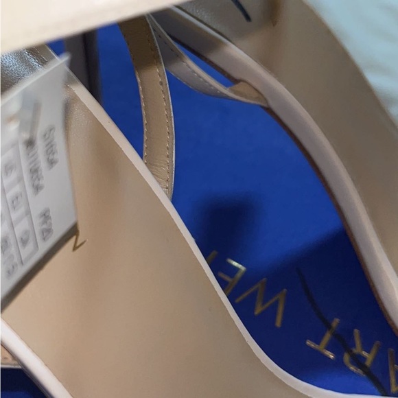New Stuart Weitzman New Kassidy Heeled Sandal Color:Seashell 8.5 B Medium Width - Picture 16 of 17